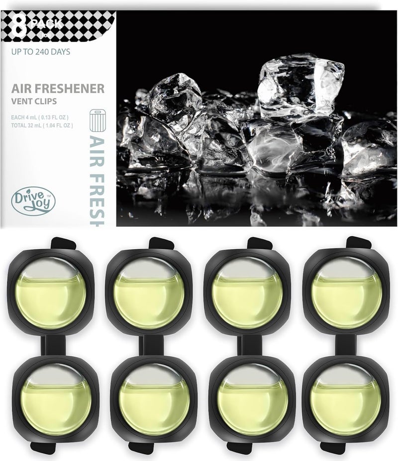 DRIVEJOY Car Air Freshener Vent Clips, 8 Pack, Provides Long-Lasting Scent, Up to 240 Days, Odor Eliminator (Ice Scent) - Image 1